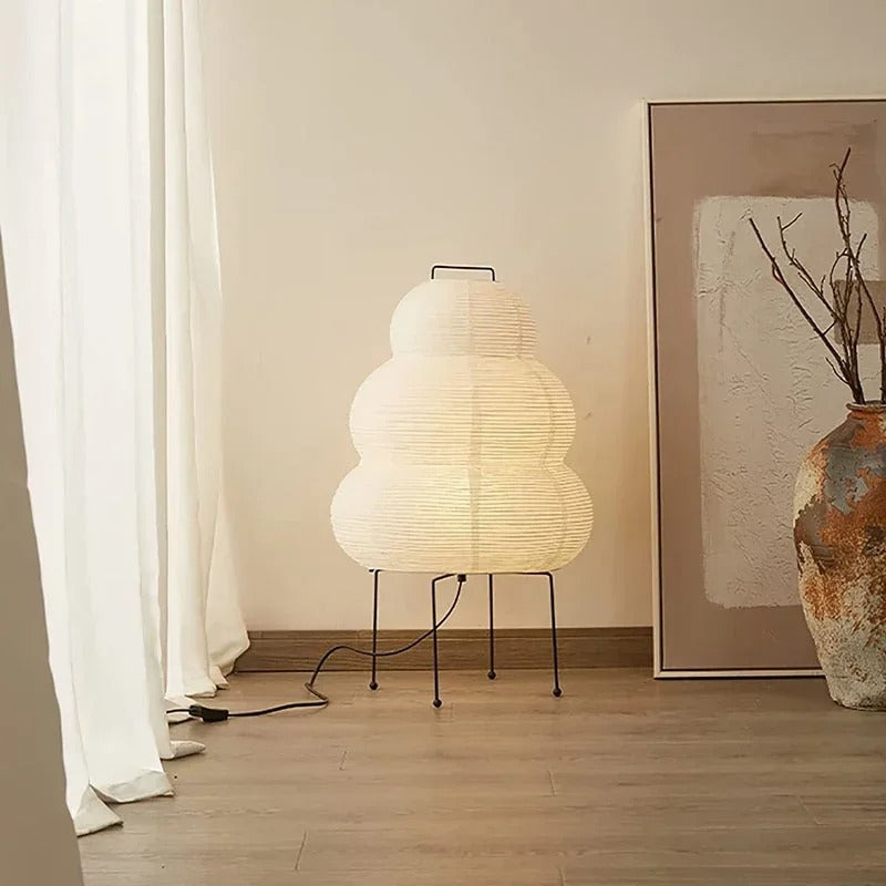 KireiLuma Floor Lamp White Rice Paper Sphere Japanese Style