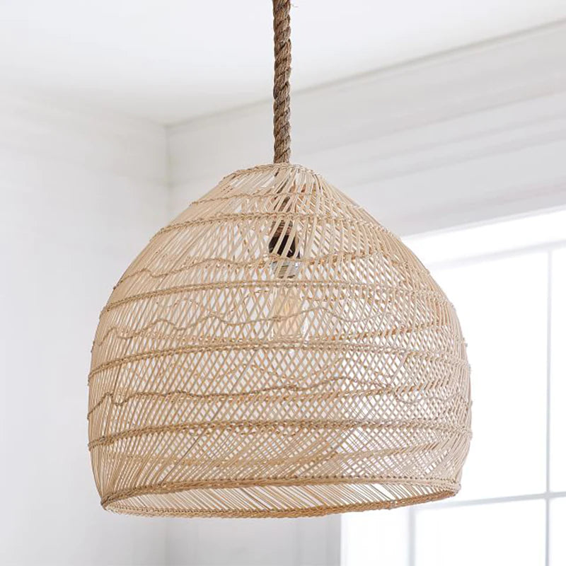Aero Handwoven Rattan Pendant Ceiling Light Soft Glow