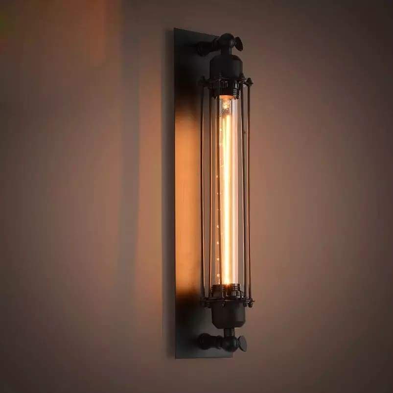 Wrought Iron Vintage Wall Lamp With Open Frame Rustic Design