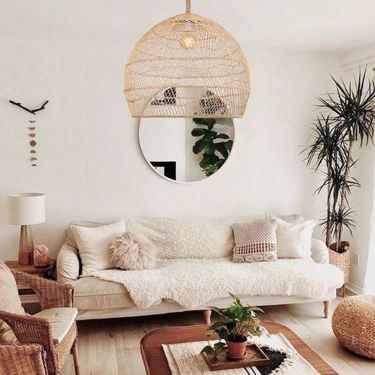 Aero Handwoven Rattan Pendant Ceiling Light Soft Glow