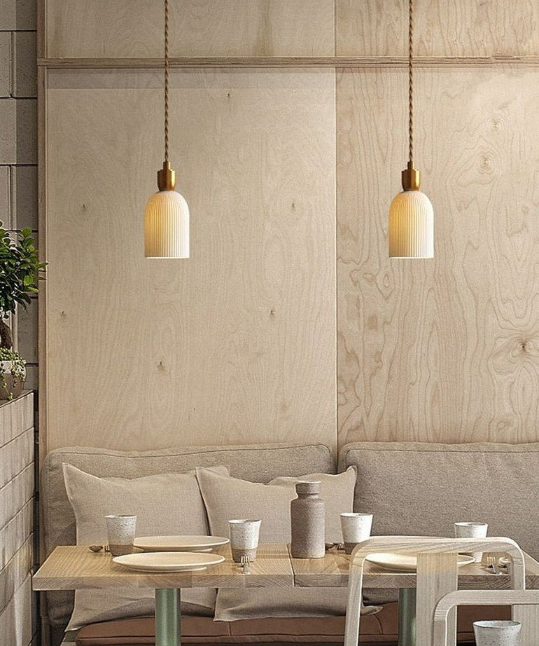 Asterra White Ceramic Pendant Light With Adjustable Height
