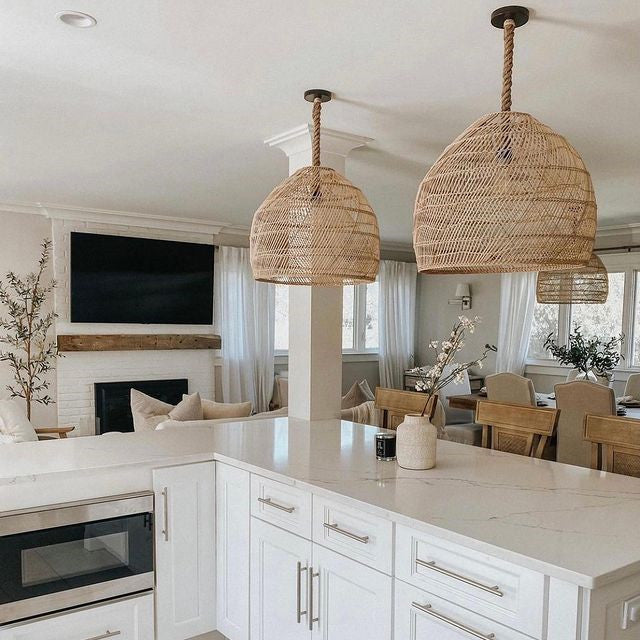 Aero Handwoven Rattan Pendant Ceiling Light Soft Glow