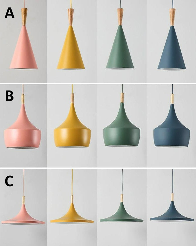 AuroraNord Colorful Nordic Pendant Lights With Wood Accents