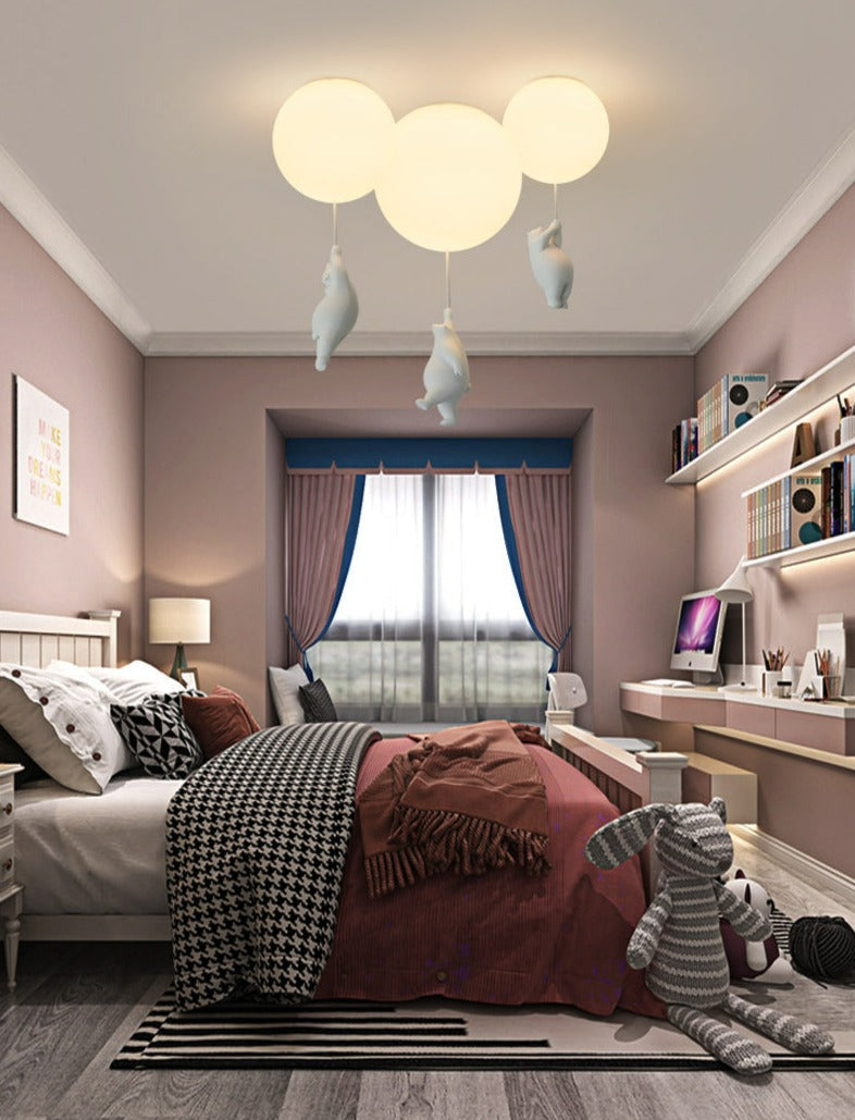 CuddleSphere Balloon Bear Ceiling Light Frosted Glass Globe