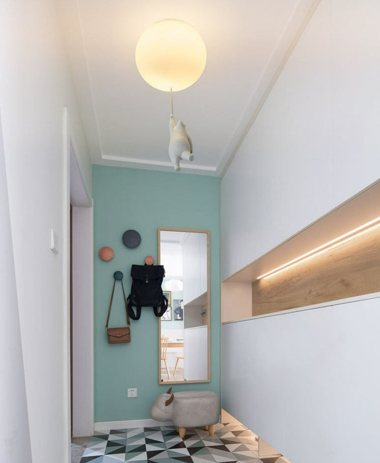 CuddleSphere Balloon Bear Ceiling Light Frosted Glass Globe