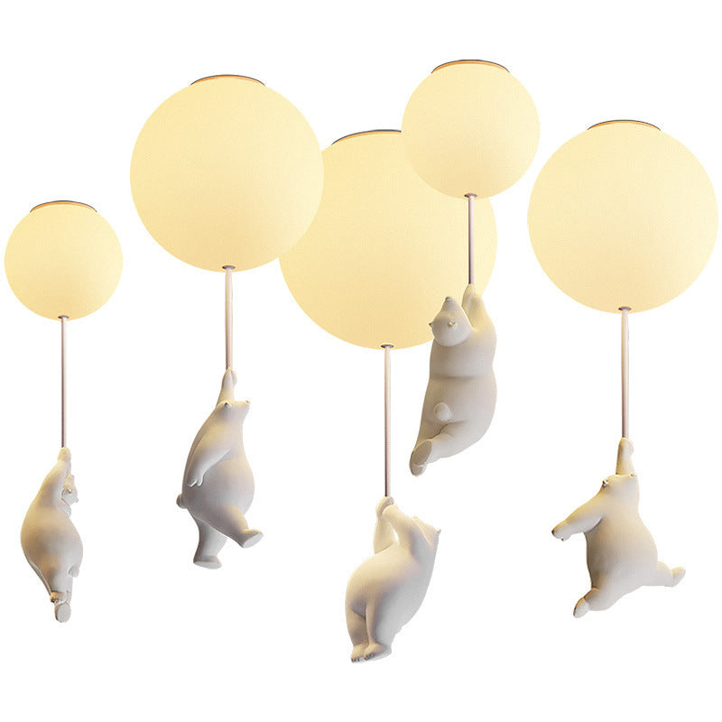 CuddleSphere Balloon Bear Ceiling Light Frosted Glass Globe