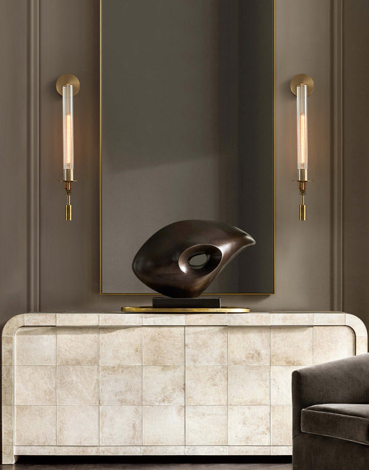 Astrae Modern Fluted Glass Wall Sconce With Slim Profile