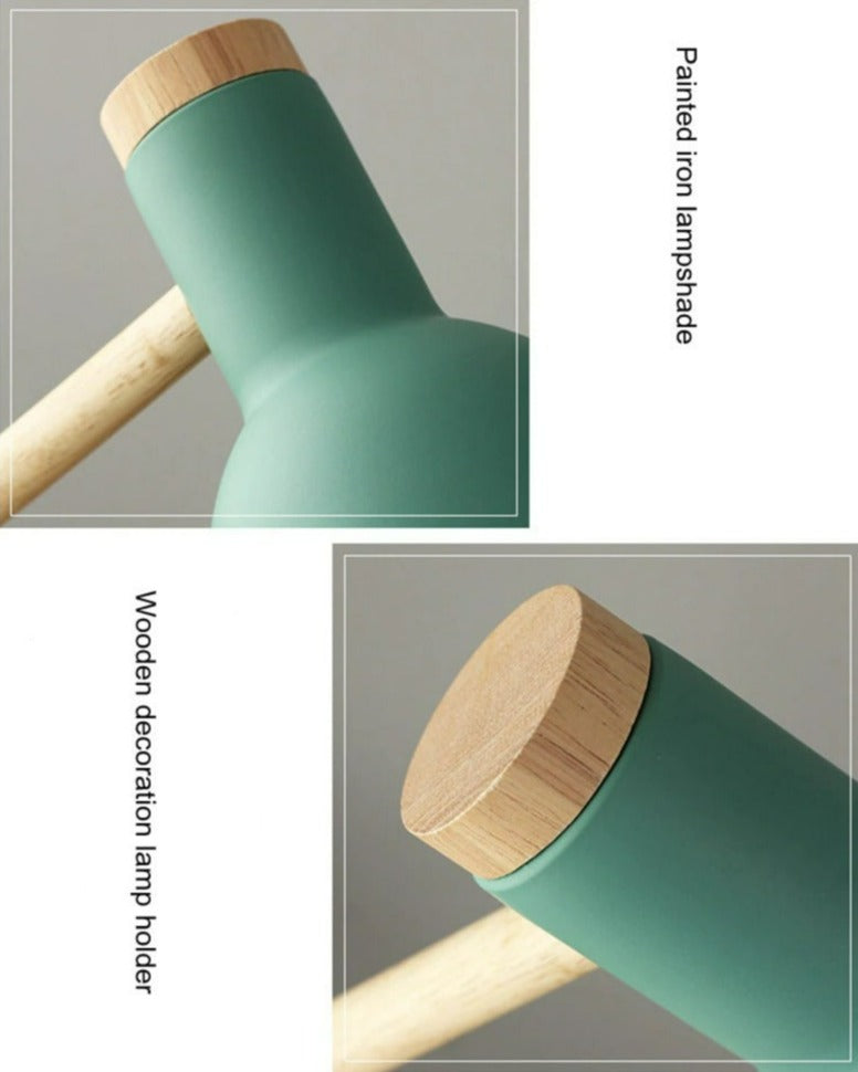 Soren Nordic Wood Desk Lamp With Colorful Shade Adjustable