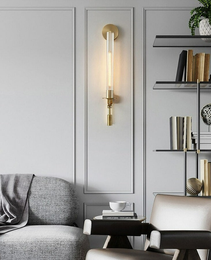 Astrae Modern Fluted Glass Wall Sconce With Slim Profile