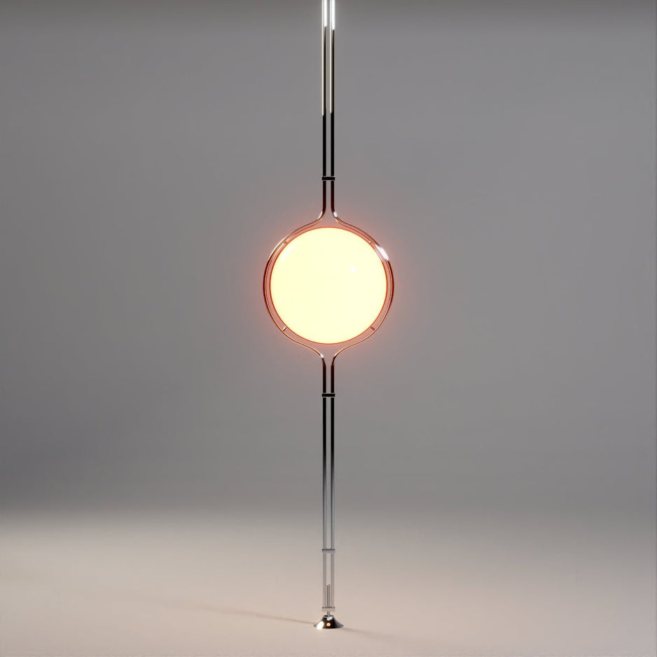 LumenCrest Floor-to-Ceiling Lamp with Beige Half-Globes