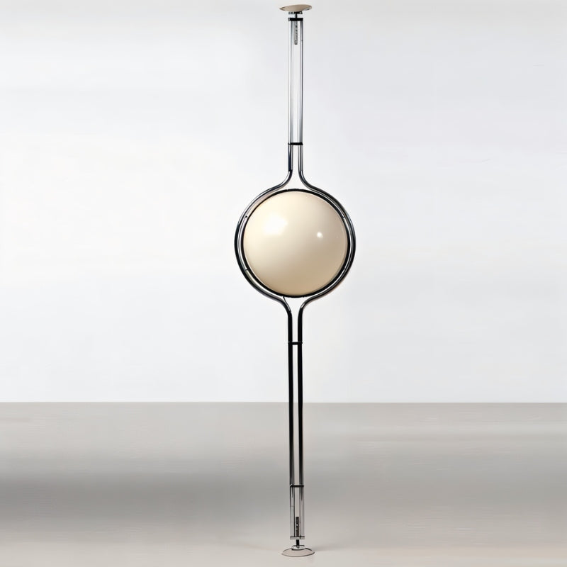 LumenCrest Floor-to-Ceiling Lamp with Beige Half-Globes