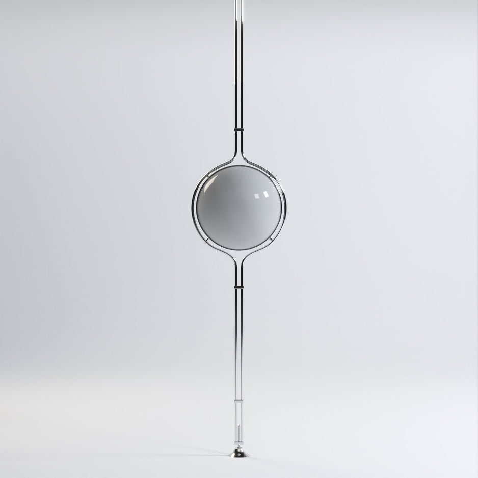 LumenCrest Floor-to-Ceiling Lamp with Beige Half-Globes