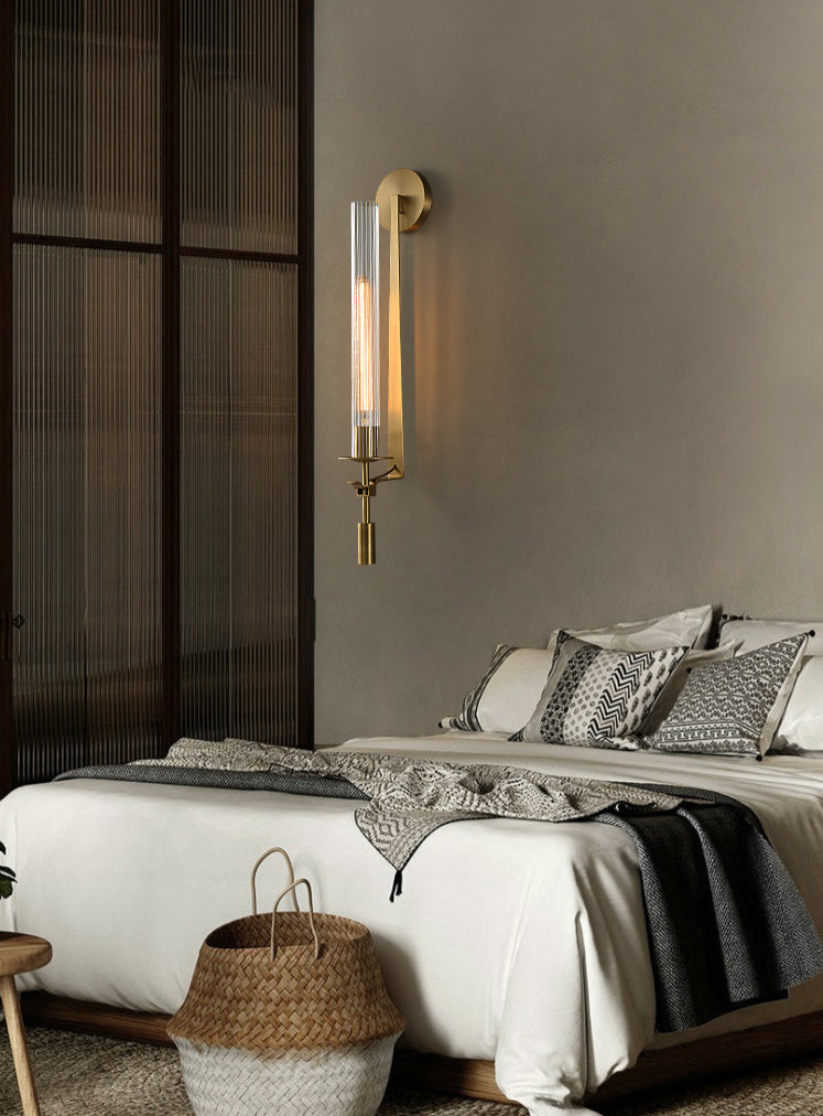 Astrae Modern Fluted Glass Wall Sconce With Slim Profile