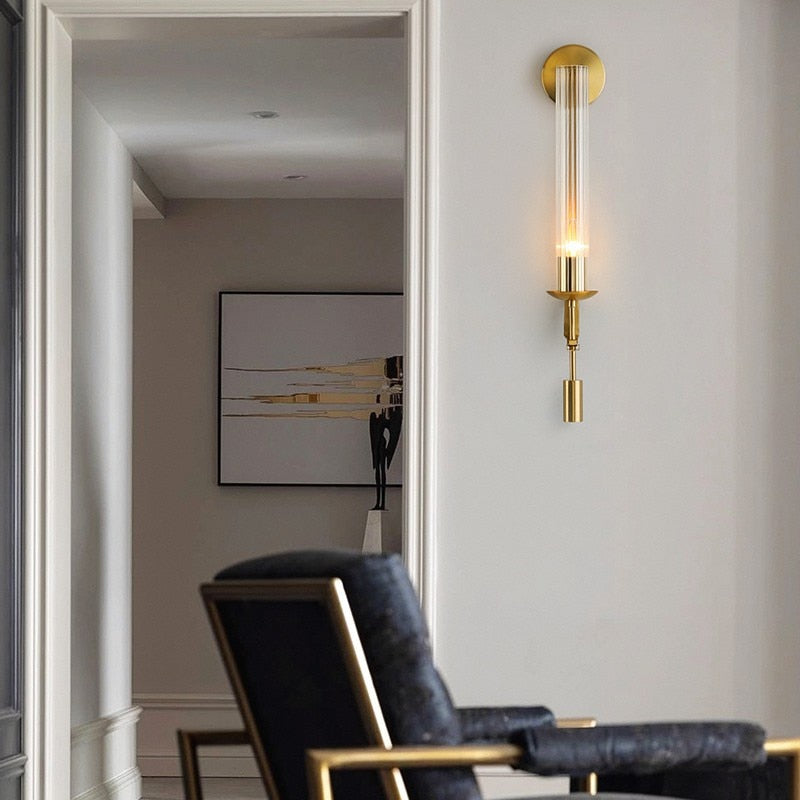 Astrae Modern Fluted Glass Wall Sconce With Slim Profile