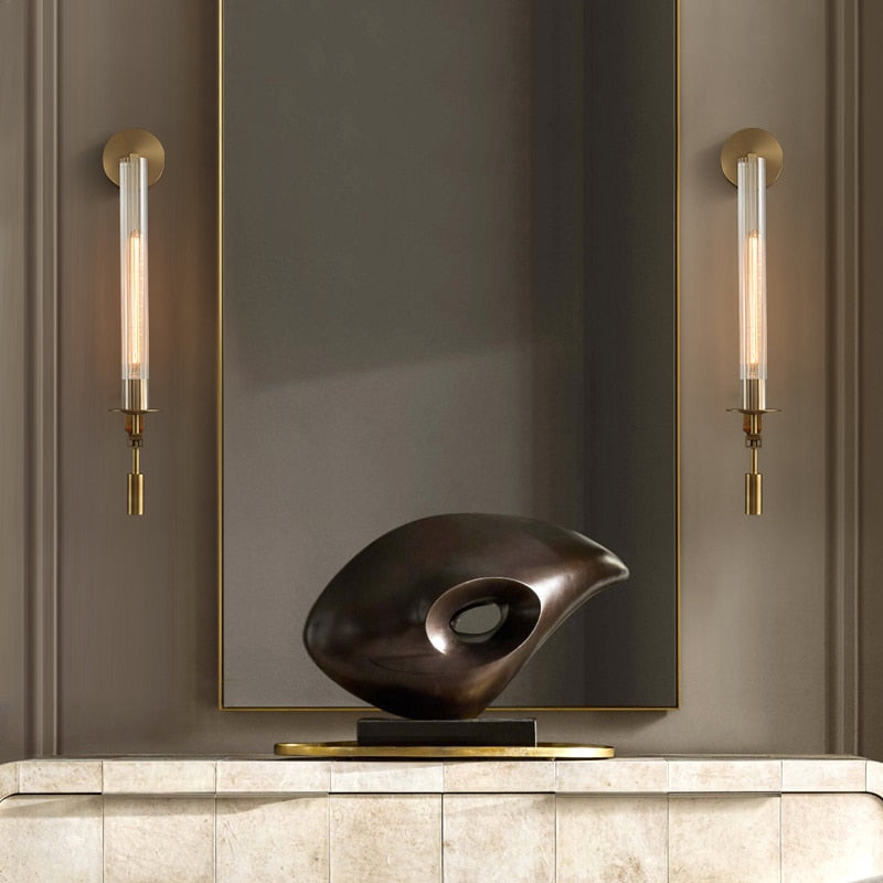 Astrae Modern Fluted Glass Wall Sconce With Slim Profile