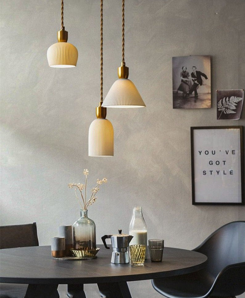 Asterra White Ceramic Pendant Light With Adjustable Height