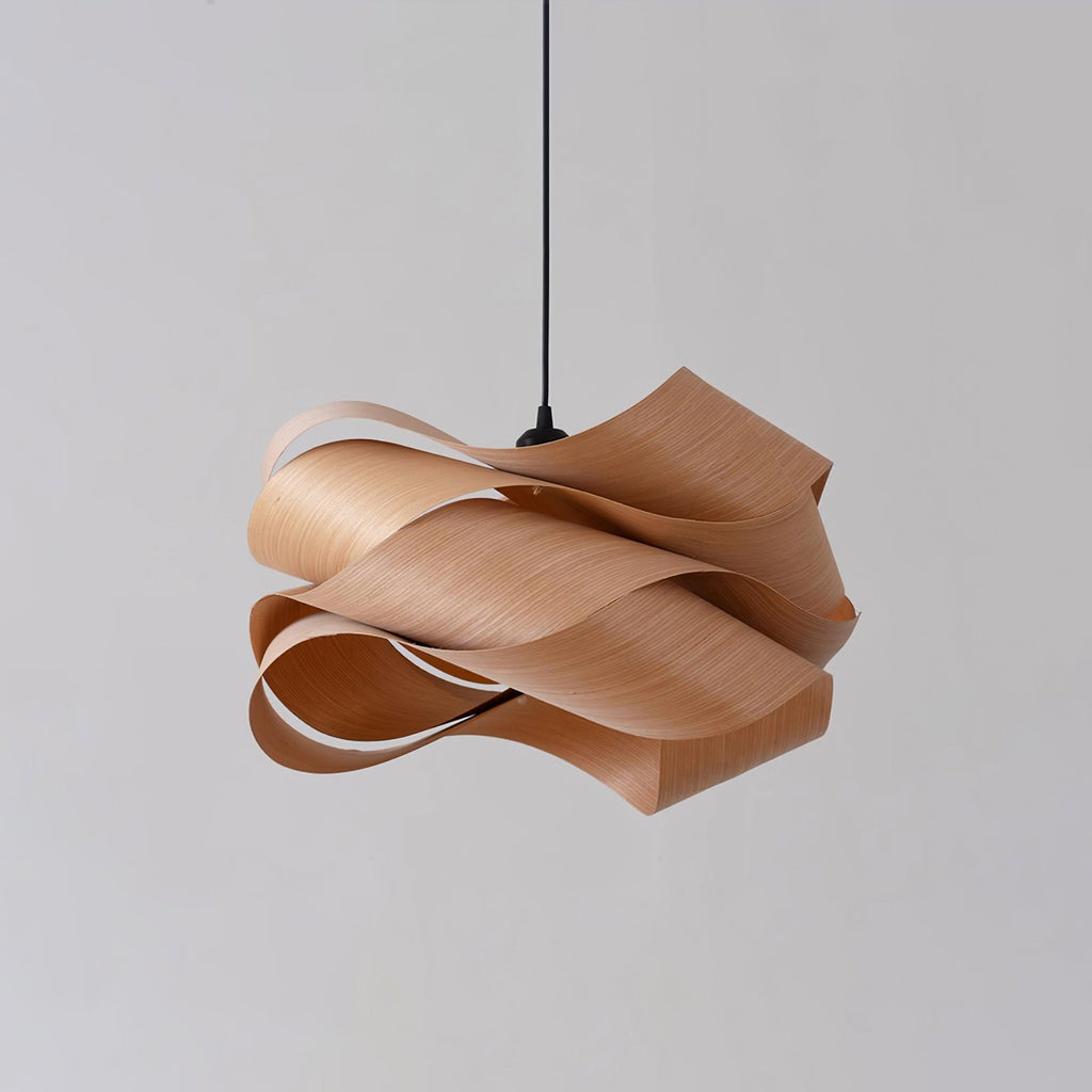AuroraOak Handcrafted Wood Grain Pendant Lamp for Living