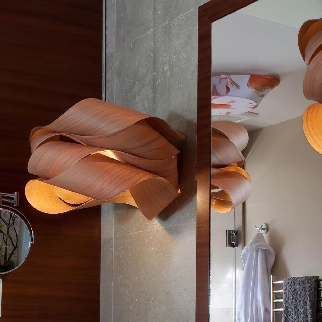 AuroraOak Handcrafted Wood Grain Pendant Lamp for Living