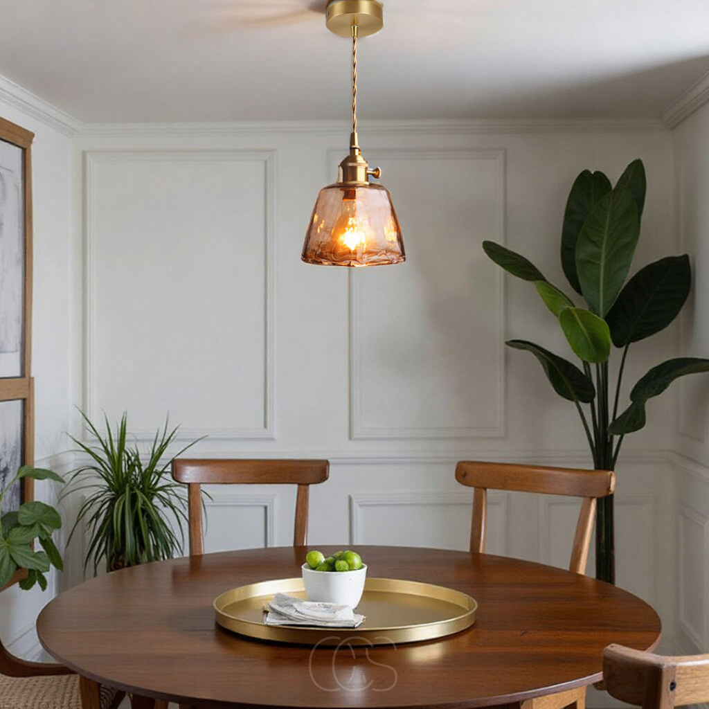 Dirron - Amber Glass Pendellampe – Varmt Lys & Stilig Design