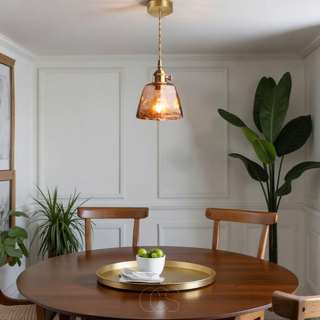 Dirron - Amber Glass Pendellampe – Varmt Lys & Stilig Design