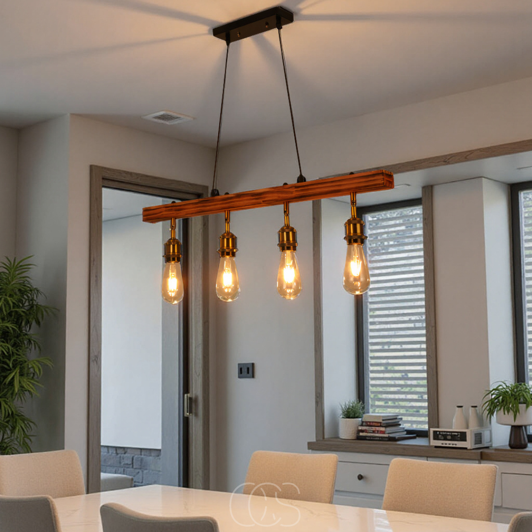 Dirron - Ceiling lamp 4 lights - multi-light ceiling lamp wood & metal
