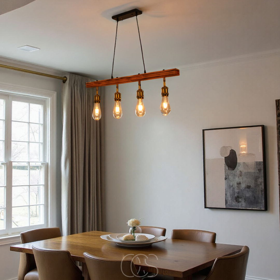 Dirron - Ceiling lamp 4 lights - multi-light ceiling lamp wood & metal