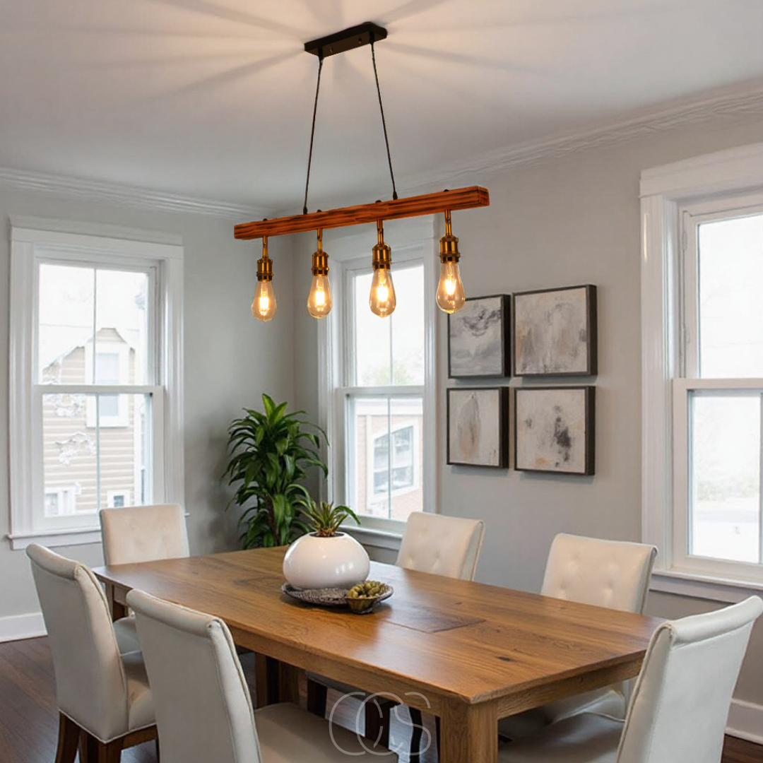 Dirron - Ceiling lamp 4 lights - multi-light ceiling lamp wood & metal