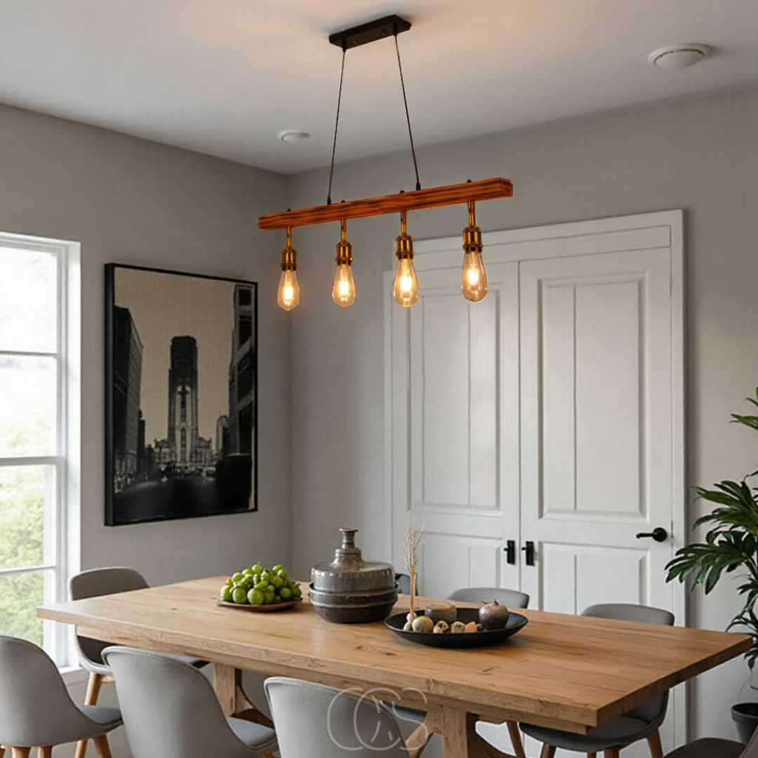 Dirron - Ceiling lamp 4 lights - multi-light ceiling lamp wood & metal