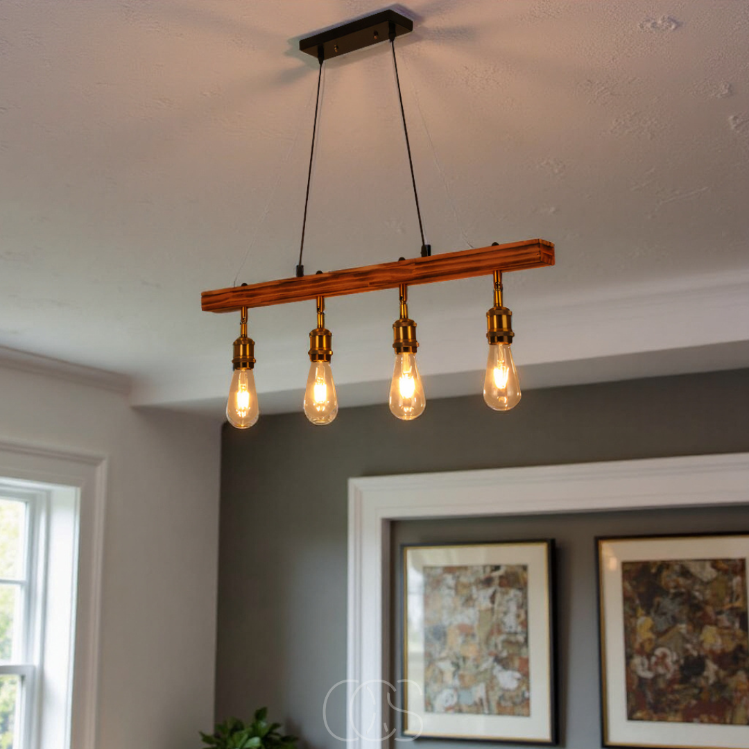 Dirron - Ceiling lamp 4 lights - multi-light ceiling lamp wood & metal