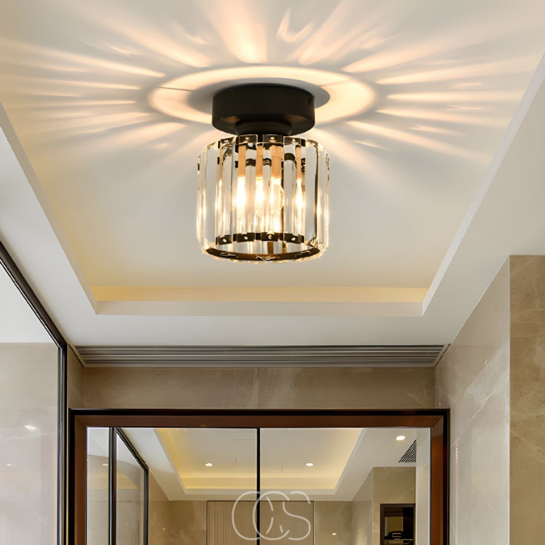 Dirron - Crystal ceiling lamp - Black Metal & K9 Crystal flush mount
