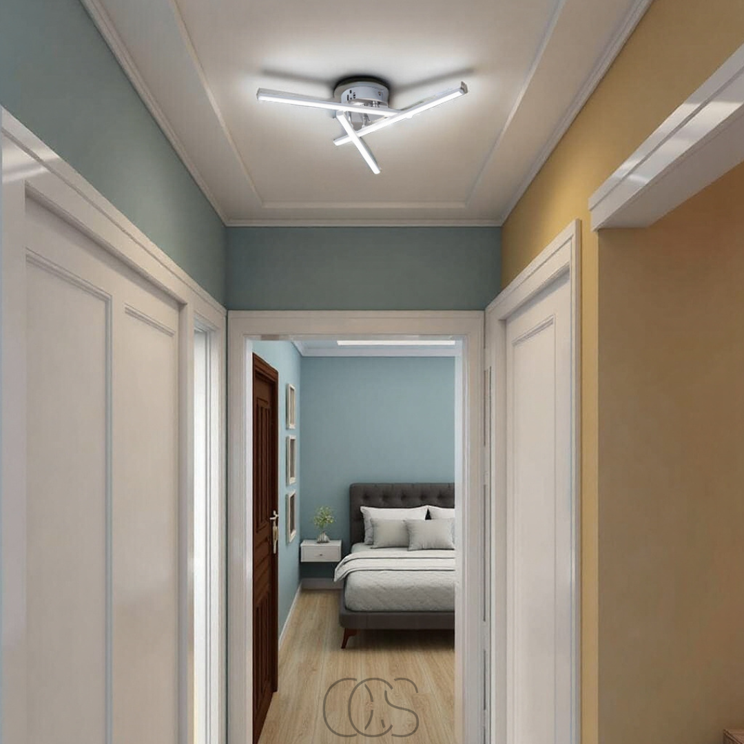 Dirron - LED Ceiling Lamp Triangular - Satin Nickel Design Lamp