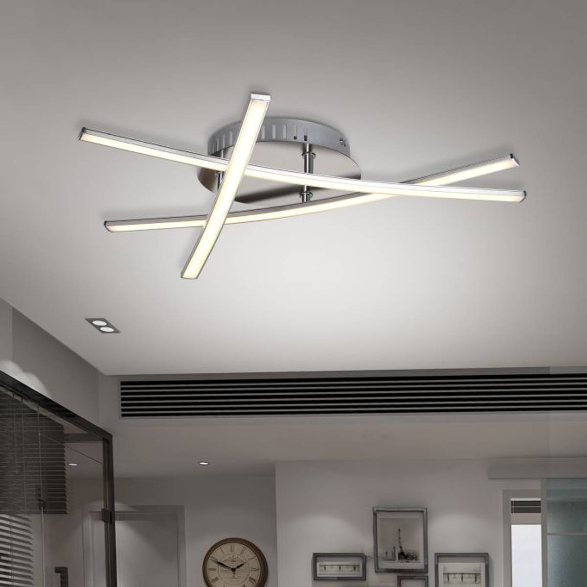 Dirron - LED Ceiling Lamp Triangular - Satin Nickel Design Lamp