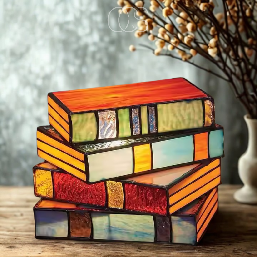 Dirron - Mosaic Book Lamp - Wireless Tiffany Table Lamp
