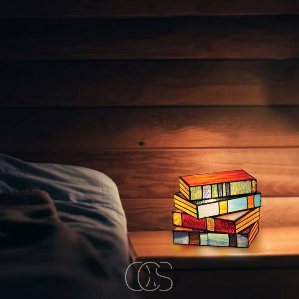 Dirron - Mosaic Book Lamp - Wireless Tiffany Table Lamp