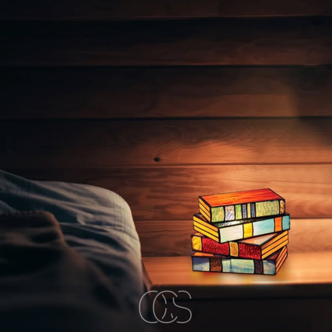 Dirron - Mosaic Book Lamp - Wireless Tiffany Table Lamp
