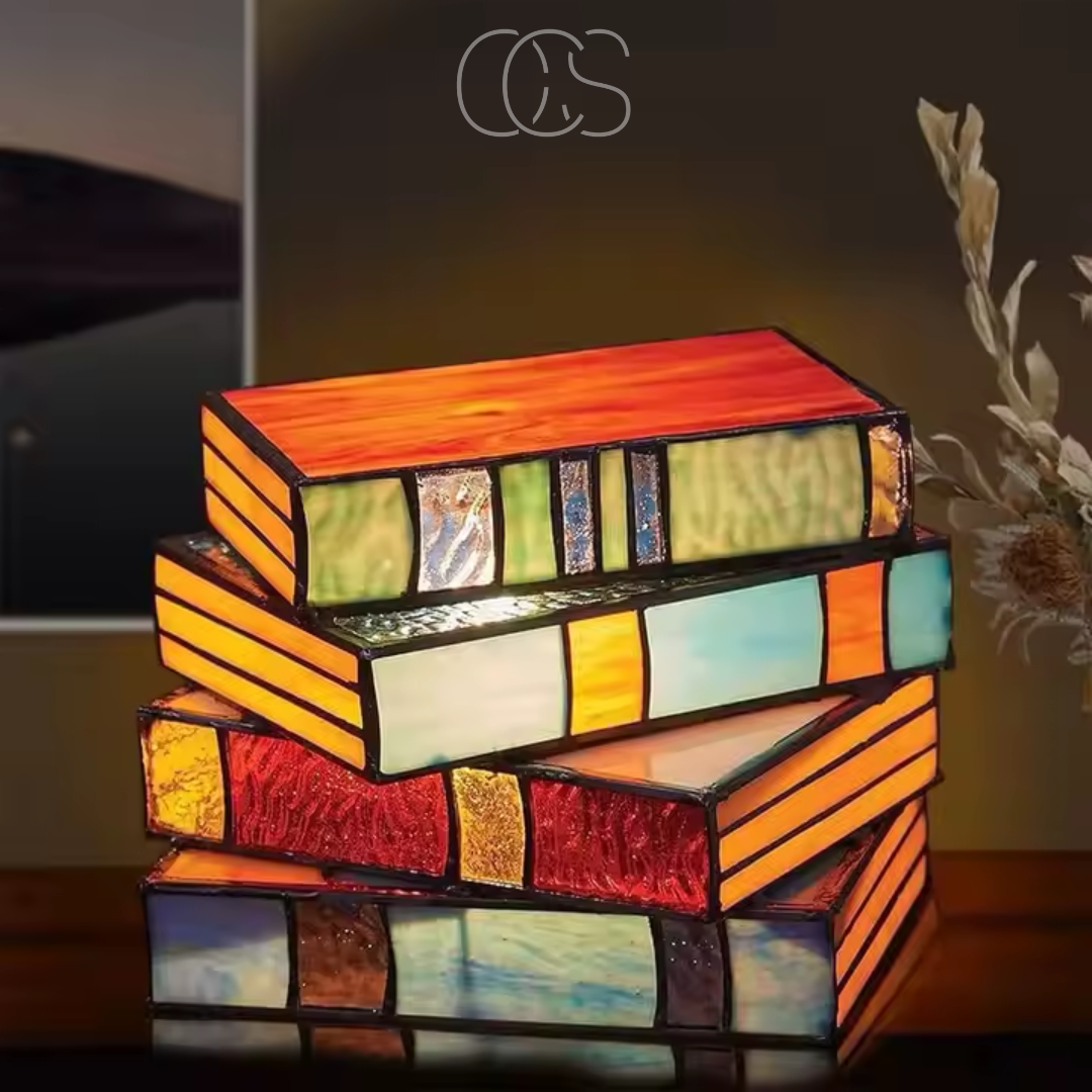 Dirron - Mosaic Book Lamp - Wireless Tiffany Table Lamp