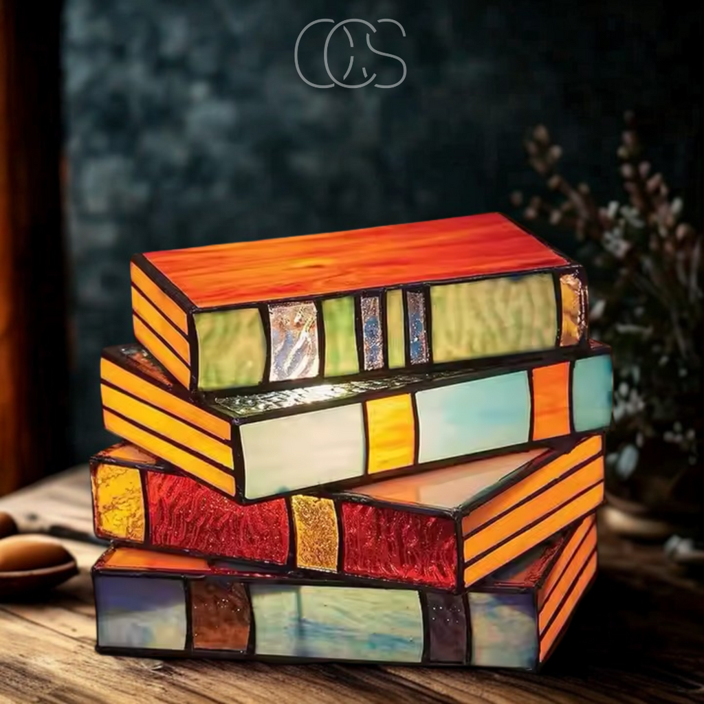Dirron - Mosaic Book Lamp - Wireless Tiffany Table Lamp