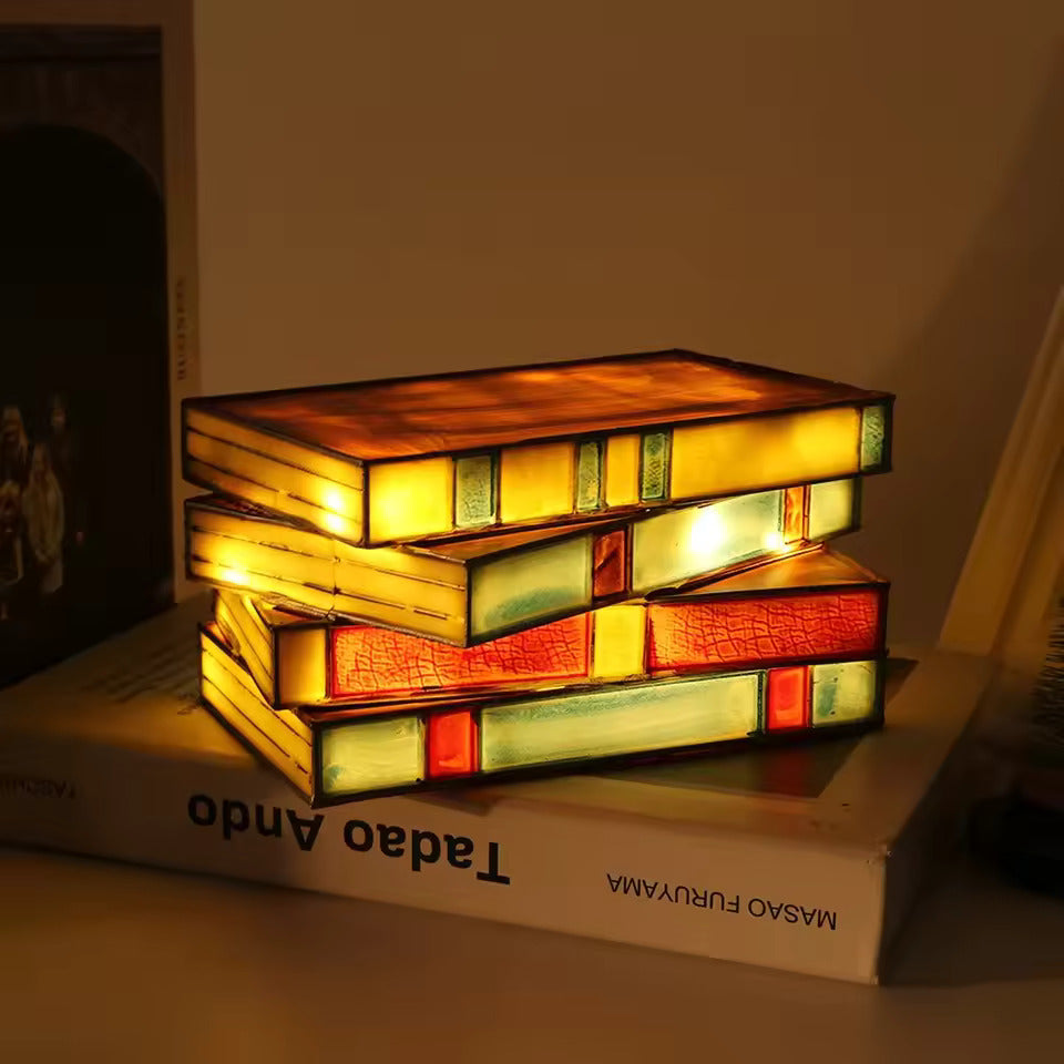 Dirron - Mosaic Book Lamp - Wireless Tiffany Table Lamp