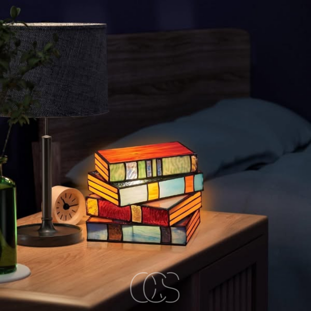 Dirron - Mosaic Book Lamp - Wireless Tiffany Table Lamp