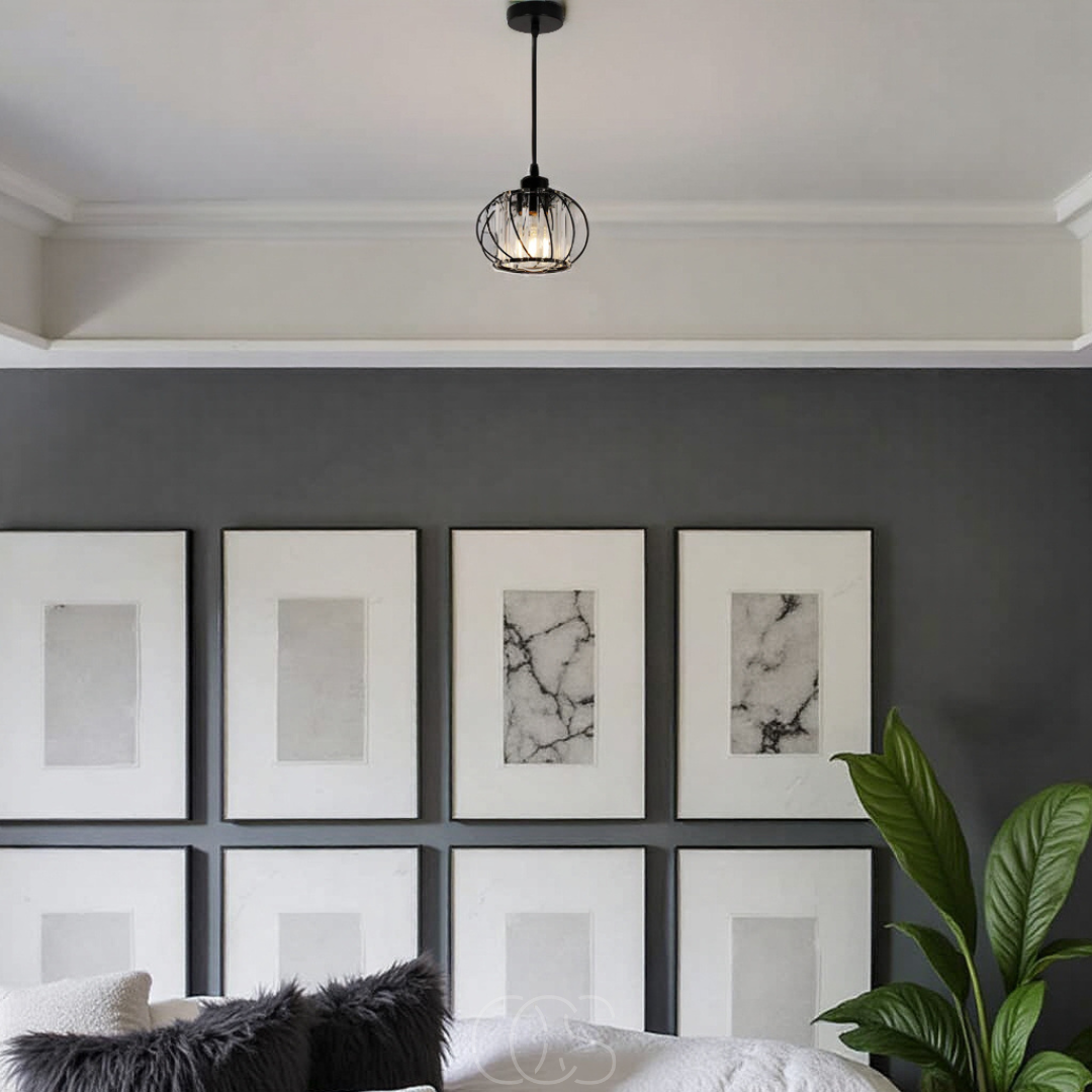 Dirron - Nordic Pendant Lamp with Spherical Glass - Black Design
