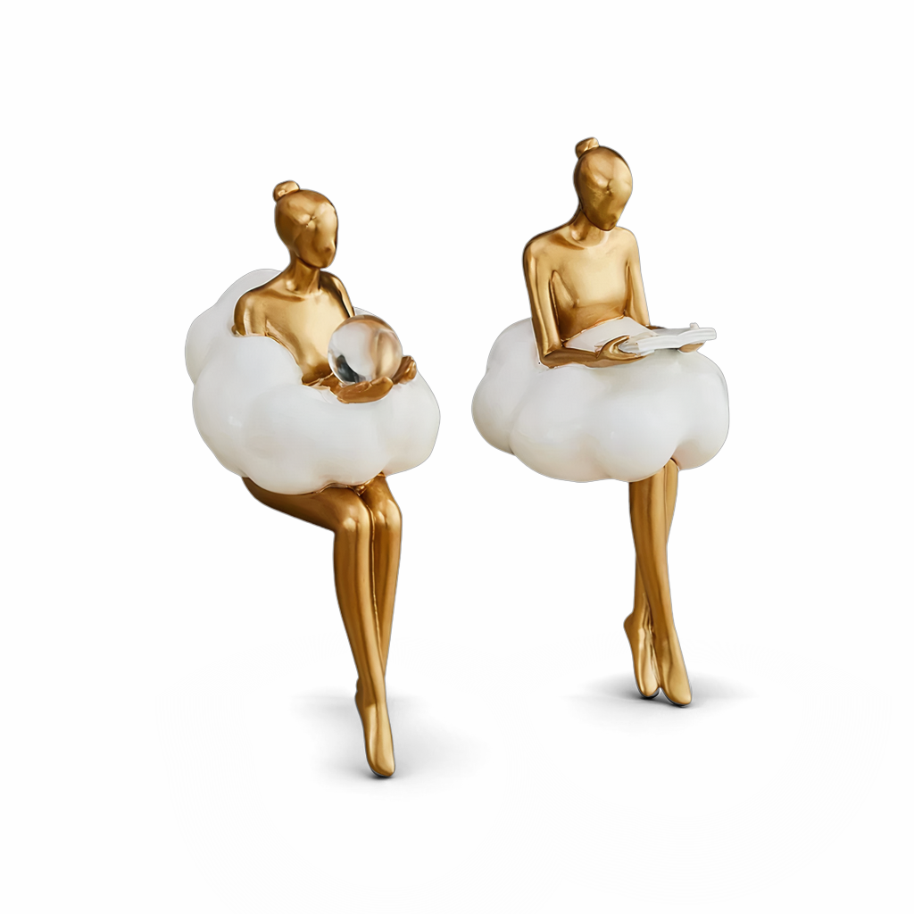 Dirron - Reading Woman on Cloud Sculpture - Resin Art Object