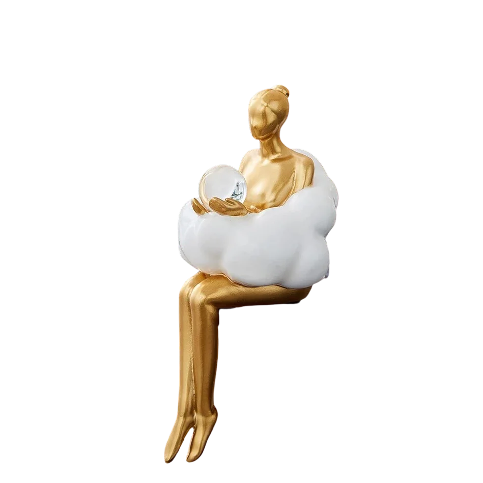 Dirron - Reading Woman on Cloud Sculpture - Resin Art Object