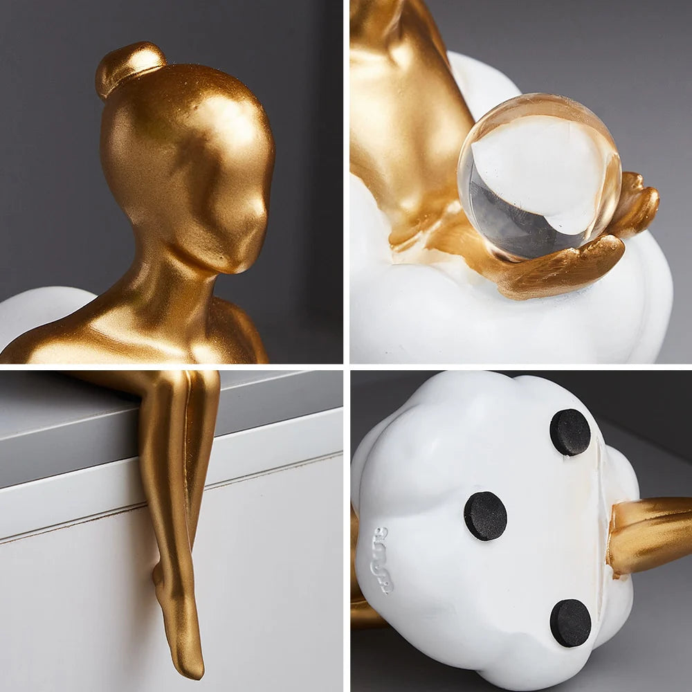 Dirron - Reading Woman on Cloud Sculpture - Resin Art Object