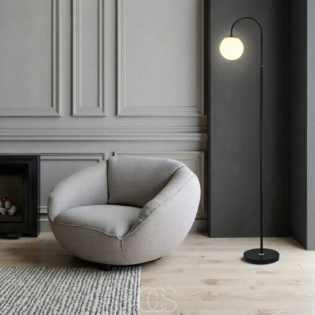 Dirron - Standing lamp with globe - Metal & Glass floor lamp