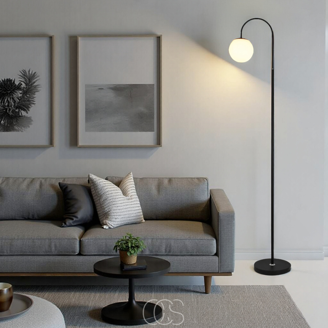 Dirron - Standing lamp with globe - Metal & Glass floor lamp