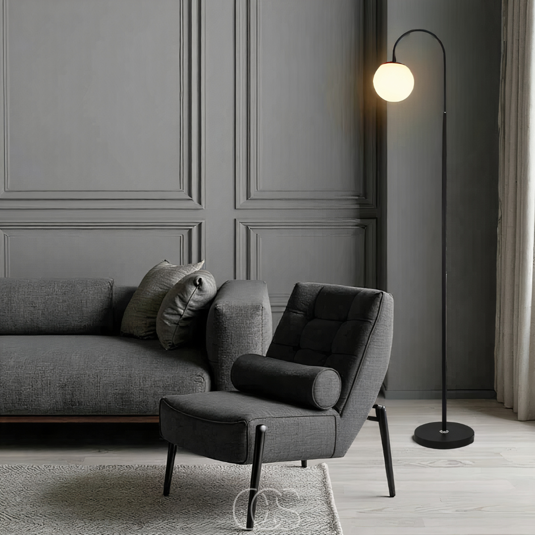 Dirron - Standing lamp with globe - Metal & Glass floor lamp