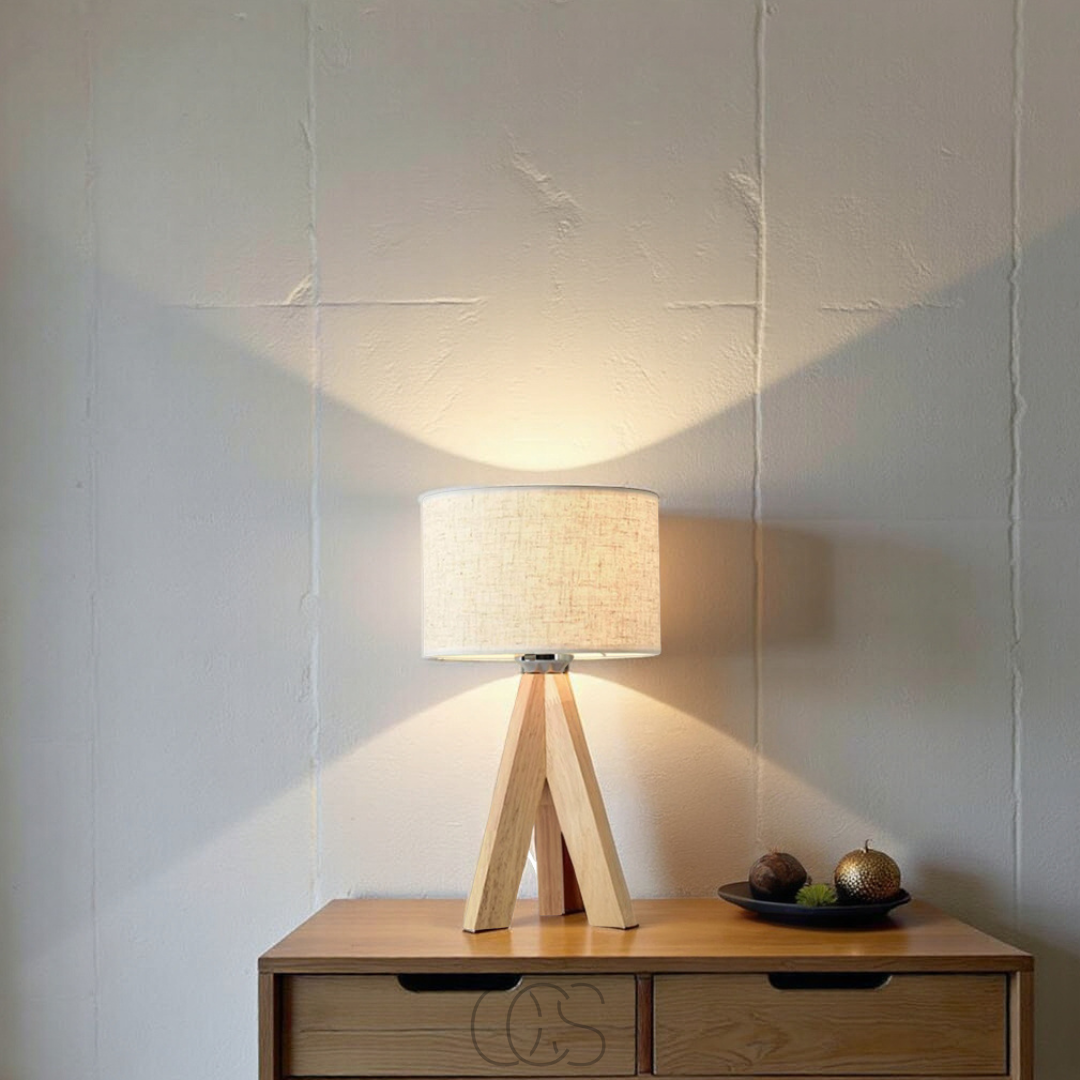 Dirron - Table Lamp - Natural Wood and Fabric Shade