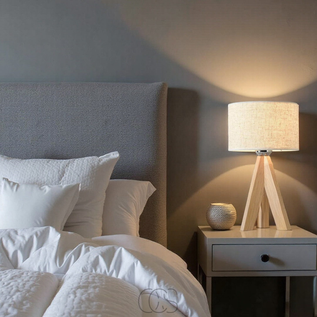 Dirron - Table Lamp - Natural Wood and Fabric Shade
