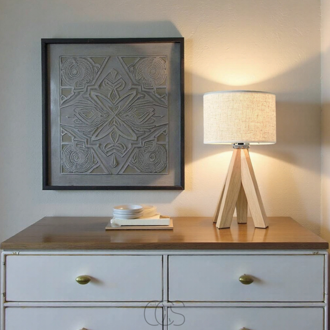 Dirron - Table Lamp - Natural Wood and Fabric Shade