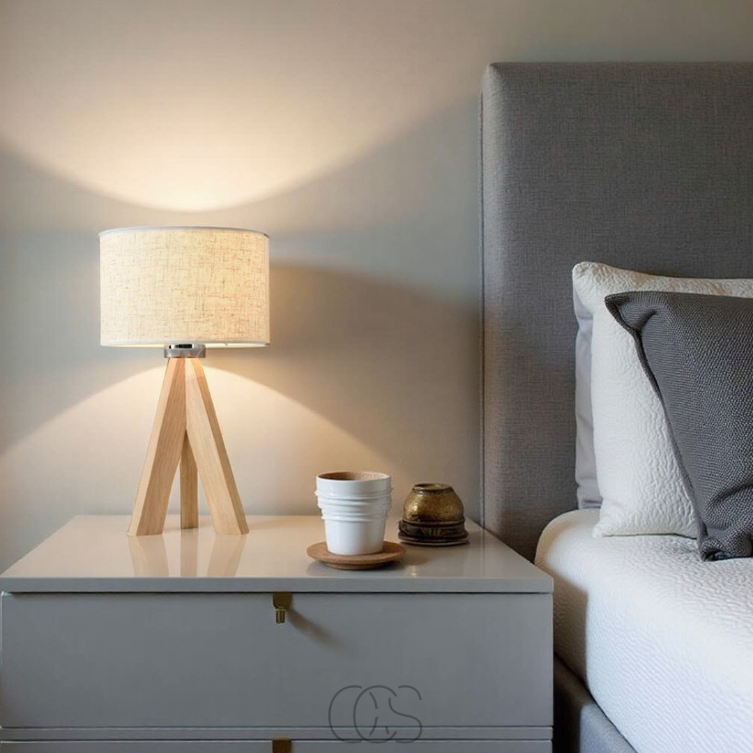 Dirron - Table Lamp - Natural Wood and Fabric Shade
